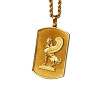 LKBEADS Collana con ciondolo a forma di sfinge 3D in argento sterling 925, rettangolare, con catena a maglia fine da 45 cm e ciondolo placcato oro. Gioiello ricco di significato |LKD_3DM_00092