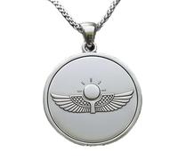 LKBEADS Collana con ciondolo a forma di sole alato in rilievo, realizzata in argento sterling 925 con placcatura in argento, catena a maglia da 45 cm, fatti a mano |LK_EMBO_00873