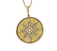 LKBEADS Collana con ciondolo a forma di stella di Ishtar in rilievo, realizzata in argento sterling 925 con placcatura in oro, catena a maglia da 45 cm, fatti a mano |LK_EMBO_00582