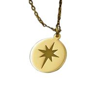 LKBEADS Collana con ciondolo a forma di stella polare in rilievo, realizzata in argento sterling 925 con placcatura in oro, catena a maglia da 45 cm, fatti a mano |LK_EMBO_00056