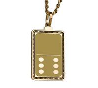 LKBEADS Collana con ciondolo a forma di tessera domino 0-6, realizzata in argento sterling 925 placcato oro, con catena a maglia fine da 45 cm. Gioielli fatti a mano per uomo e donna |LKD_EGP_00307