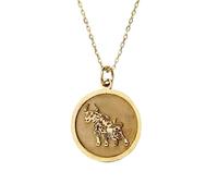 LKBEADS Collana con ciondolo a forma di toro placcato oro |LK_NLC_01080 | Ciondolo rotondo a forma di toro con catena a maglie da 45 cm, simbolo di forza, gioiello con animale, idea regalo