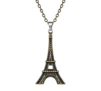 LKBEADS Collana con ciondolo a forma di Torre Eiffel in acciaio inossidabile, ispirata al monumento parigino, con catena a maglia da 45 cm (18 pollici), design vintage argento e oro, 53x26 mm.