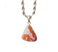 LKBEADS Collana con ciondolo a forma di trillon in argento sterling 925 con gemma di agata Crazy Lace naturale e catena a maglie, gioiello fatto a mano che aumenta la felicità |LK_SGMP_0032