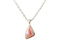 LKBEADS Collana con ciondolo a forma di trillon in argento sterling 925 con gemma di agata Crazy Lace naturale e catena a maglie, gioiello fatto a mano che aumenta la felicità |LK_SGMP_0054