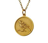 LKBEADS Collana con ciondolo a forma di uccello placcato oro |LK_NLC_01785 | rotondo a forma di uccello da 22 mm da 45 cm. Gioielli ispirati alla natura e alla fauna selvatica, regalo significativo.