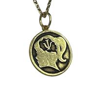 LKBEADS Collana con ciondolo a forma rotonda con simbolo Psi in rilievo, realizzata in argento sterling 925 con placcatura in oro e catena a maglia fine da 45 cm (18"). Ciondolo unisex |LK_EMBO_00294