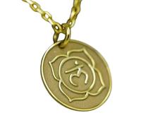 LKBEADS Collana con ciondolo a forma rotonda del Chakra della Radice in argento sterling 925 con placcatura in oro, catena a maglia fine da 45 cm, ciondolo unisex fatto a mano |LK_EMBO_00217
