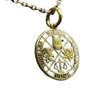 LKBEADS Collana con ciondolo a forma rotonda Virtù Cardinali in argento sterling 925 placcato oro, catena a maglia fine da 45 cm, per gioielli unisex |LK_EMBO_00331