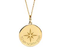 LKBEADS Collana con ciondolo a moneta incisa a forma di Stella Polare da 24 mm con catena a maglie da 18 pollici | Argento Sterling placcato oro | Gioiello regalo unisex | LK_PNDN_1188