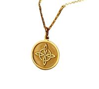 LKBEADS Collana con ciondolo a nodo celtico color oro |LK_NLC_00962 | rotondo placcato a simbolo celtico e catena a maglia da 45 cm, gioiello spirituale per l'unità eterna, regalo perfetto.