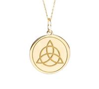 LKBEADS Collana con ciondolo a nodo della Trinità color oro |LK_NLC_02001 | disco celtico rotondo placcato e inciso, 22-24 mm, con catena a maglia da 45 cm, gioiello dal significato speciale, regalo