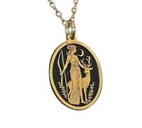 LKBEADS Collana con ciondolo a rilievo raffigurante la dea greca Artemide, realizzata in argento sterling 925 con placcatura in oro, catena a maglia da 45 cm, |LK_EMBO_00347