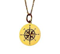 LKBEADS Collana con ciondolo a rosa dei venti color oro |LK_NLC_01083 | Ciondolo a forma di bussola con medaglione rotondo placcato e catena a maglie da 45 cm, gioiello per l'avventura, regalo