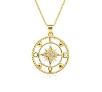 LKBEADS Collana con ciondolo bussola dell'amore e medaglione in ottone placcato oro 25 mm, ispirata ai gioielli vichinghi, alla navigazione e all'amore, con catena a maglia fine da 45 cm |LK_CHN_0186