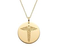 LKBEADS Collana con ciondolo Caduceo in argento sterling 925 color oro |LK_NLC_00557