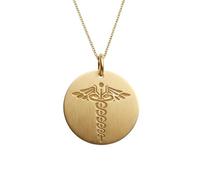 LKBEADS Collana con ciondolo Caduceo in argento sterling 925 color oro |LK_NLC_00578