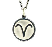 LKBEADS Collana con ciondolo con moneta incisa con il segno dell'Ariete, 24 mm, con catena a maglie da 18 pollici | Argento Sterling 925 | Gioielli regalo unisex | LK_PNDN_2016