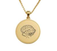 LKBEADS Collana con ciondolo inciso Brain Breaking Free from Chains realizzata in argento sterling 925 placcato oro con catena a maglia fine da 18 pollici, gioiello per uomo e donna |LKD_EGP_00834
