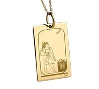 LKBEADS Collana con ciondolo inciso con i Tarocchi del Mago, realizzata in argento sterling 925 placcato oro, con catena a maglia fine da 45 cm, gioiello fatto a mano per uomo e donna |LKD_EGP_00185
