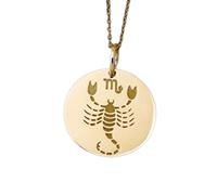 LKBEADS Collana con ciondolo inciso con il segno zodiacale dello Scorpione, realizzata in argento sterling 925 placcato oro con catena a maglia fine da 45 cm. Gioielli fatti|LKD_EGP_00196
