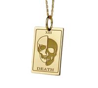 LKBEADS Collana con ciondolo inciso con il simbolo della Morte nei Tarocchi, realizzata in argento sterling 925 placcato oro con catena a maglia fine da 45 cm. Gioielli fatti|LKD_EGP_00175