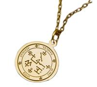 LKBEADS Collana con ciondolo inciso con sigillo dell'Arcangelo Samuele, realizzata in argento sterling 925 placcato oro, con catena a maglia fine da 45 cm. Gioielli fatti|LKD_EGP_00008