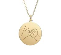 LKBEADS Collana con ciondolo Mingle Promise con |LK_NLC_01062 | Medaglione rotondo da 24 mm placcato oro con catena a maglie da 18 pollici e promessa di amicizia, gioiello simbolico, regalo