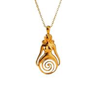 LKBEADS Collana con ciondolo minimalista 3D a spirale in argento sterling 925 con dea, dalla forma elegante e catena a maglia fine da 45 cm, placcata oro, gioiello significativo |LKD_3DM_00234