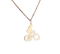 LKBEADS Collana con ciondolo minimalista a forma di bicicletta in argento sterling 925, dalla forma particolare, con catena a maglia da 45 cm e ciondolo placcato oro. Un |LKD_3DM_00783