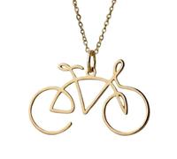 LKBEADS Collana con ciondolo minimalista a forma di bicicletta in argento sterling 925, dalla forma particolare, con catena a maglia da 45 cm e ciondolo placcato oro. Un |LKD_3DM_00646
