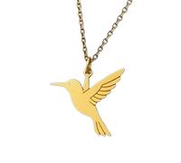 LKBEADS Collana con ciondolo minimalista a forma di colibrì in argento sterling 925, dalla forma particolare, con catena a maglia da 45 cm e ciondolo placcato oro. Un |LKD_3DM_00530