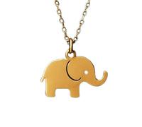 LKBEADS Collana con ciondolo minimalista a forma di elefante in argento sterling 925, dalla forma particolare, con catena a maglia da 45 cm e ciondolo placcato oro. Un |LKD_3DM_00304
