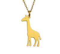 LKBEADS Collana con ciondolo minimalista a forma di giraffa in argento sterling 925, dalla forma particolare, con catena a maglia da 45 cm e ciondolo placcato oro. Un |LKD_3DM_00501