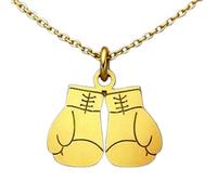 LKBEADS Collana con ciondolo minimalista a forma di guantoni da boxe in argento sterling 925, dalla forma particolare, con catena a maglia da 45 cm e ciondolo placcato oro. Un gioiello |LKD_3DM_00398