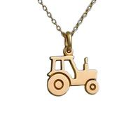 LKBEADS Collana con ciondolo minimalista a forma di trattore in argento sterling 925, dalla forma particolare, con catena a maglia da 45 cm e ciondolo placcato oro. Un |LKD_3DM_00390