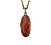 LKBEADS Collana con ciondolo ovale in argento sterling 925 con gemma di rodocrosite naturale e catena a maglia fine, gioiello artigianale con simbolo di amore e autoguarigione |LK_SGMP_0120