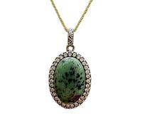 LKBEADS Collana con ciondolo ovale in argento sterling 925 con gemma di rubino zosite naturale e catena a maglia fine. Gioielli fatti a mano che esaltano la passione. Medaglione |LK_SGMP_0147