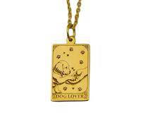 LKBEADS Collana con ciondolo per amanti dei cani colore oro |LK_NLC_01787 | rettangolare placcato a forma di zampa di cane, 24 x 18 mm, da 45 cm, in memoria di un animale domestico.