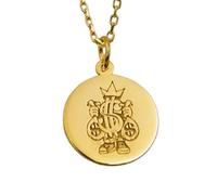LKBEADS Collana con ciondolo rotondo con incisione del simbolo del dollaro, realizzata in argento sterling 925 placcato oro, con catena a maglia fine da 45 cm. Gioielli fatti|LKD_EGP_00078