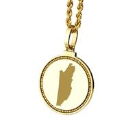 LKBEADS Collana con ciondolo rotondo da 25 mm in argento sterling 925 con mappa del Belize incisa, placcato oro, ideale per viaggi in città e paesi, gioielli unisex |LK_EGMP_0169