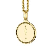LKBEADS Collana con ciondolo rotondo da 25 mm in argento sterling 925 con mappa delle Maldive incisa, placcato oro, ideale per viaggi in città e paesi, regalo unisex |LK_EGMP_0048