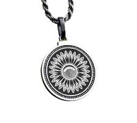 LKBEADS Collana con ciondolo rotondo da 28 mm in argento sterling 925 con alfabeto ebraico A, Alef inciso, placcato oro, per uomo e donna, con cavo da 45 cm, gioiello fatto a mano |LK_ENGP_0387