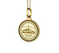 LKBEADS Collana con ciondolo rotondo da 28 mm in argento sterling 925 con alfabeto ebraico Ayin inciso, placcato oro, per uomo e donna, con cavo da 45 cm, gioiello fatto a mano |LK_ENGP_0460