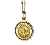 LKBEADS Collana con ciondolo rotondo da 28 mm in argento sterling 925 con fenice, uccello di fuoco mitologico, placcato oro, per uomo e donna, con cavo da 45 cm |LK_ENGP_0606