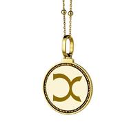 LKBEADS Collana con ciondolo rotondo da 28 mm in argento sterling 925 con incisione a tema nave da crociera e viaggiatore tropicale, placcato oro, per uomo e donna, con cavo da 45 cm |LK_ENGP_0101