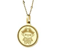 LKBEADS Collana con ciondolo rotondo da 28 mm in argento sterling 925 con incisione del monte Pikes Peak, placcato oro, per uomo e donna, con cavo da 45 cm, gioiello fatto a mano |LK_ENGP_0782
