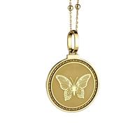 LKBEADS Collana con ciondolo rotondo da 28 mm in argento sterling 925 con incisione dell'Arcangelo Ankh e dell'Angelo Custode, placcato oro, per uomo e donna, con cavo da 45 cm |LK_ENGP_0507
