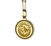 LKBEADS Collana con ciondolo rotondo da 28 mm in argento sterling 925 con incisione dello skyline di Berlino, placcato oro, per uomo e donna, con cavo da 45 cm, gioiello fatto a mano |LK_ENGP_0639