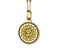 LKBEADS Collana con ciondolo rotondo da 28 mm in argento sterling 925 con incisione in calligrafia araba Ramadan Kareem, placcato oro, per uomo e donna, con cavo da 45 cm |LK_ENGP_0842